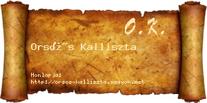Orsós Kalliszta névjegykártya